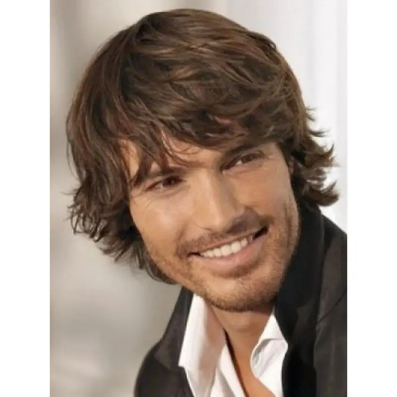 Fashion Brown Wavy Chin Length Men Wigs