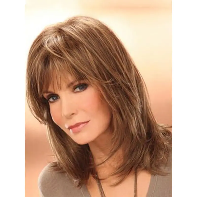 Jacklyn Smith Mature and Beautiful Mid-length Layered Straight Human Hair Wig