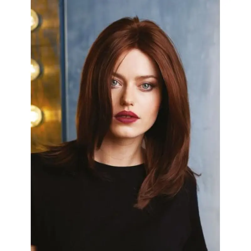 Layered 14" Shoulder Length Straight Remy Human Hair Realistic Wigs