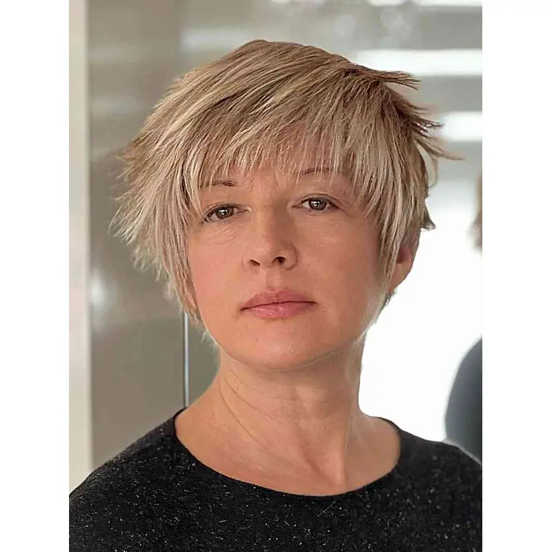 Short Wigs That Look Real Straight Blonde 6" Short Boycuts Lace Front Wigs