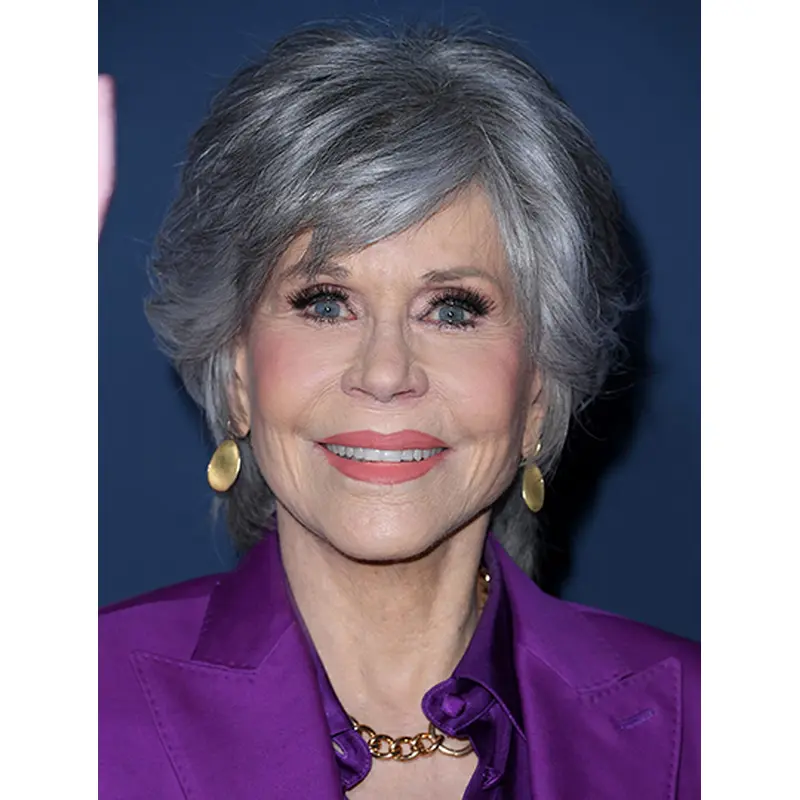 Straight 6" Layered Grey Short Grey Wig