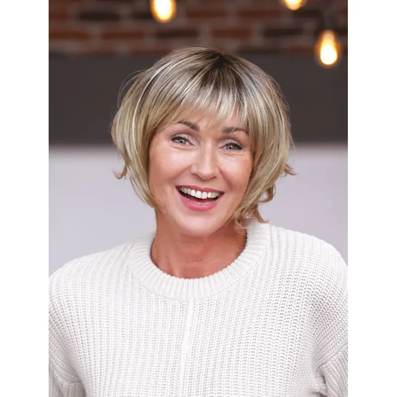 Stylish Boycuts Synthetic Blonde Monofilament Wavy Short Ladies Wigs