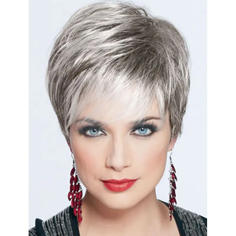 Trendy Straight Cropped Synthetic Grey Wigs