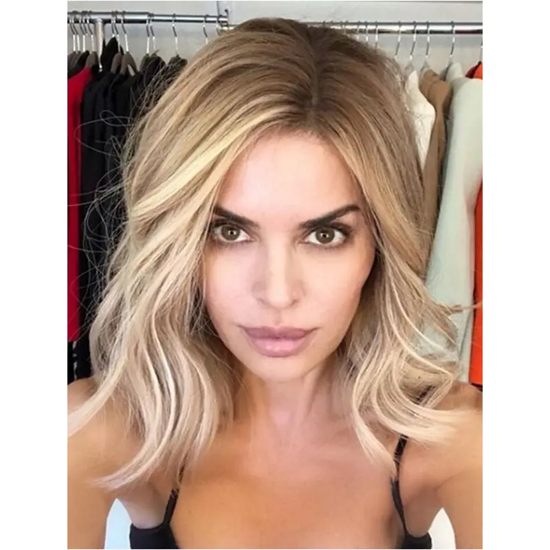 14" Capless Synthetic Shoulder Length Platinum Blonde Lisa Rinna Wigs