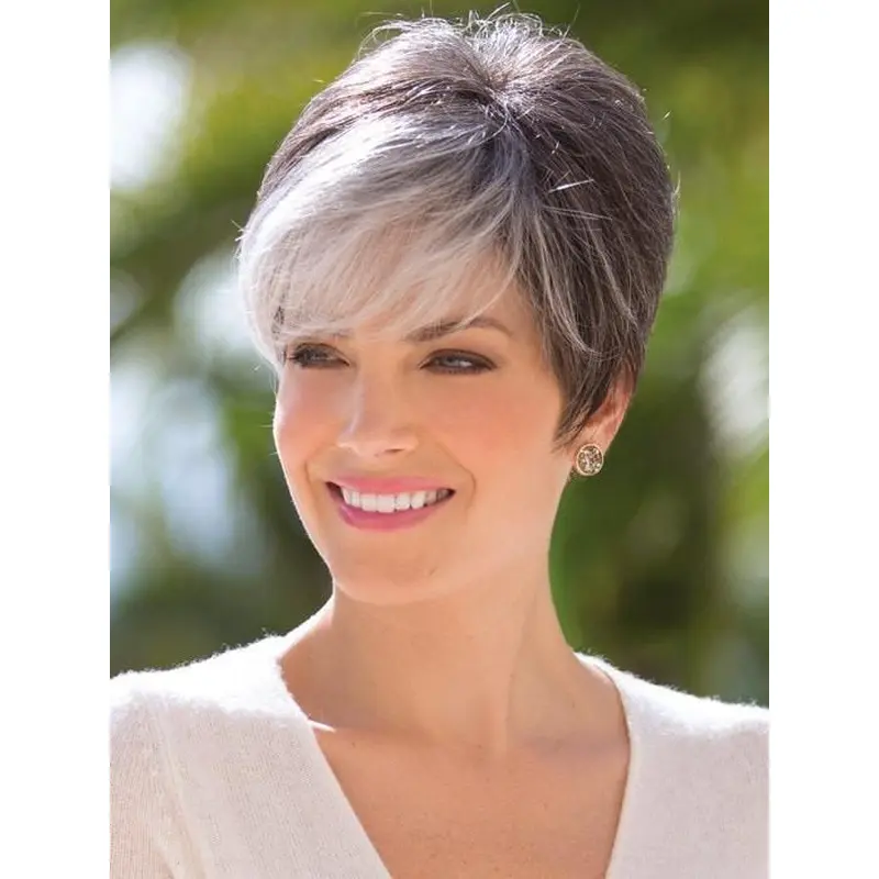 Cropped Straight Capless Boycuts Synthetic Wigs Short Hair
