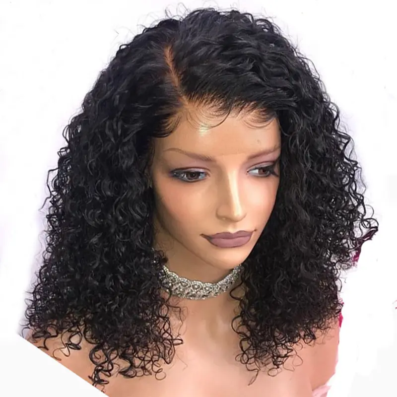 Curly Lace Front Brazilian Remy Hair Wig Pre Plucked Natural Hairline With Baby Hair