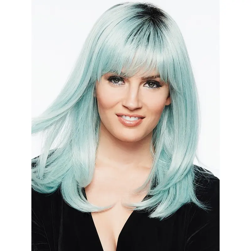 Long White With Bangs Nice Synthetic Wigs