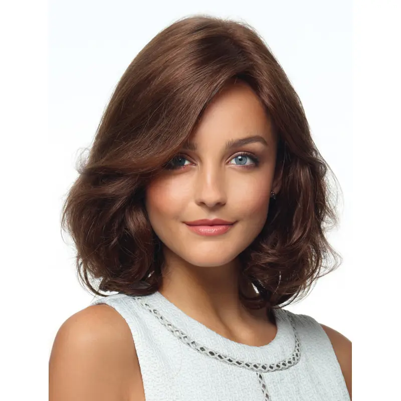 Natural Monofilament Curly Shoulder Length African American Wigs