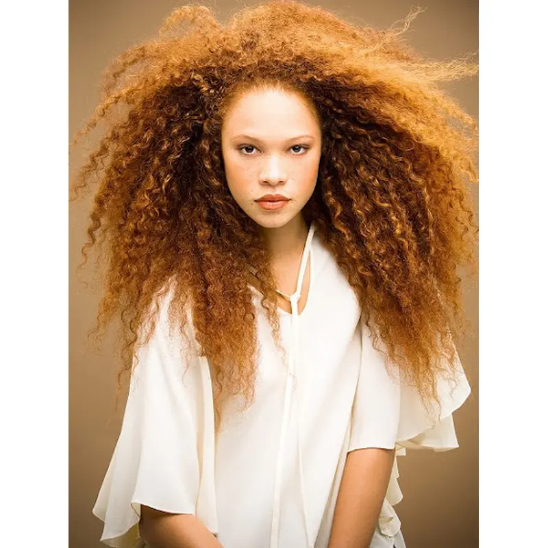 Popular Long Kinky Lace Front Copper Wigs 18 Inch