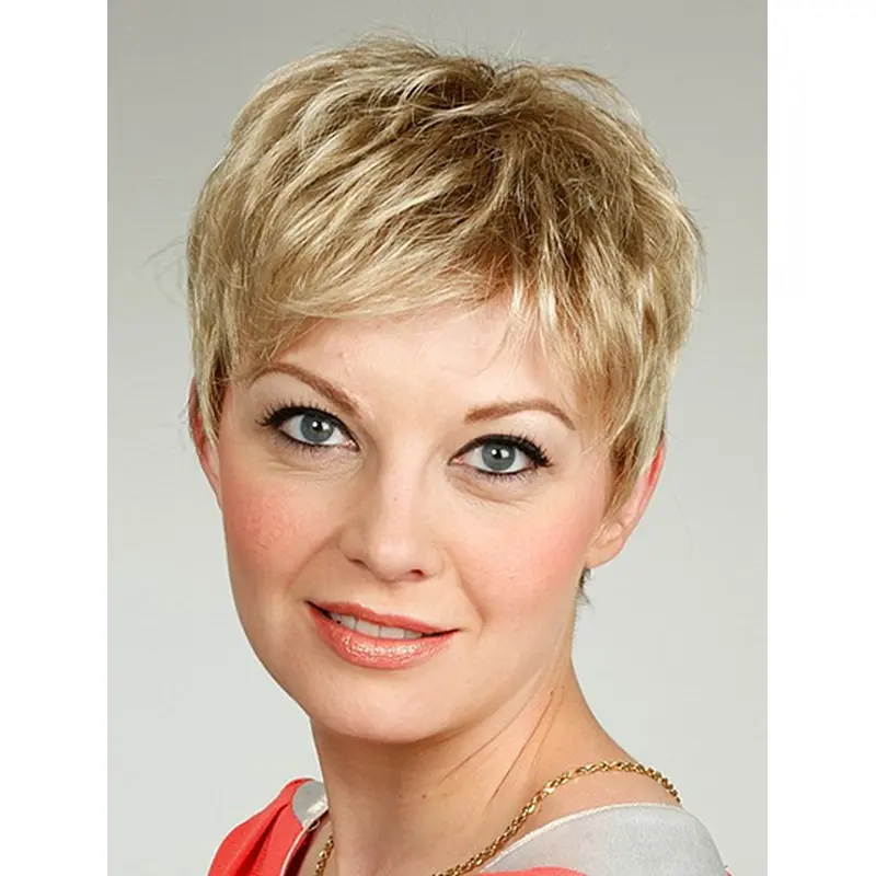 Short Capless Synthetic Wavy Elderly Lady Wigs