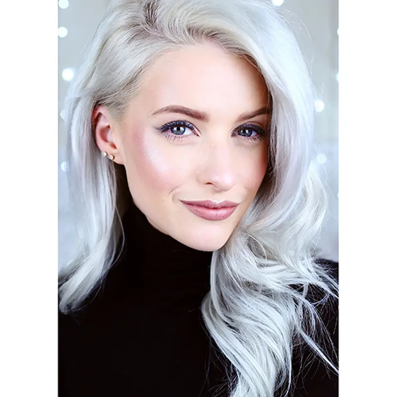 14" Shoulder Length Grey Layered Lace Wig