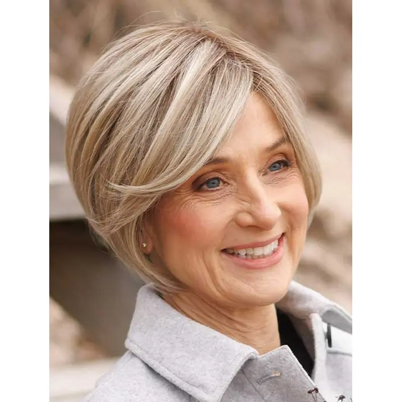 Chin Length Straight 100% Hand-tied Blonde Synthetic Natural Bob Hairstyles