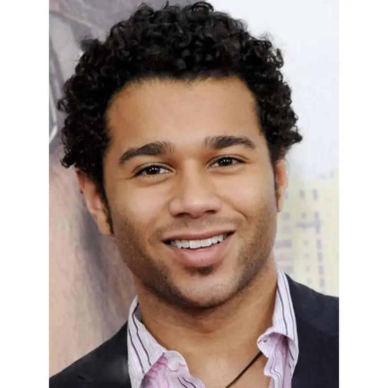 Durable Curly Hand Tied Short Men Wigs