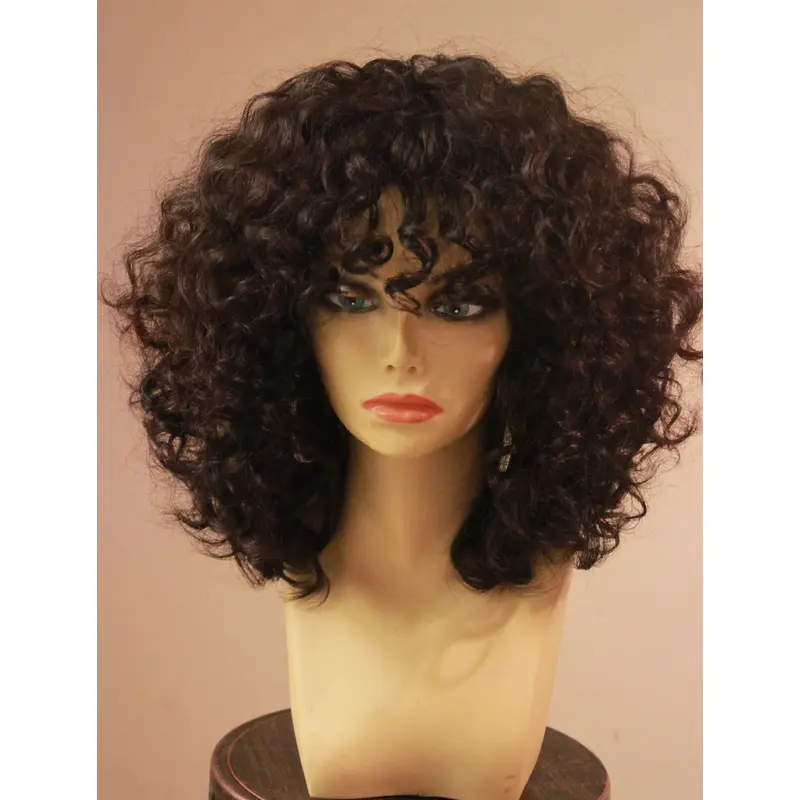 Easy Brown Curly Shoulder Length African American Wigs