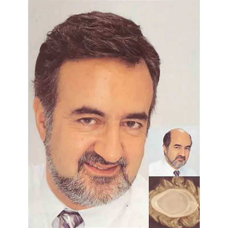 Monofilament Straight Remy Human Hair Easeful Men Toupees