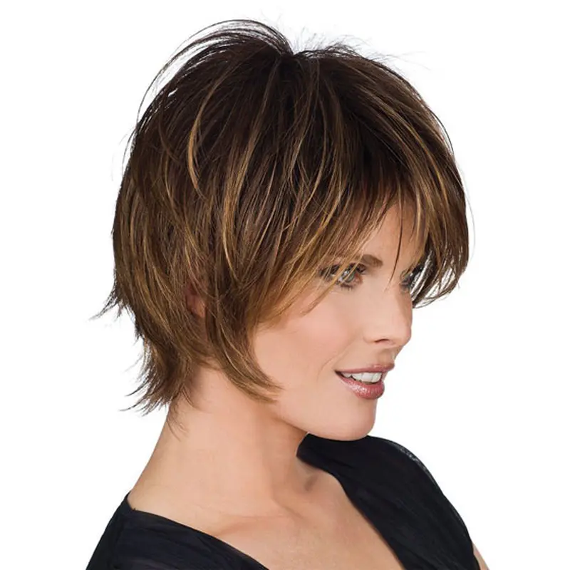 Popular Brown Straight Short Human Hair Wigs