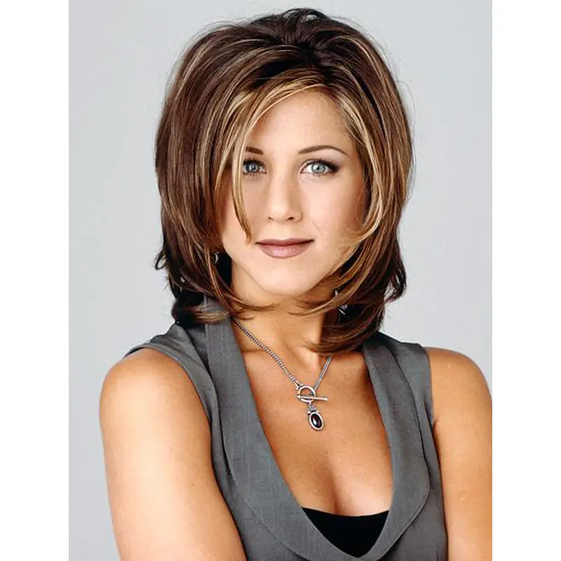 Popular Shoulder Length Wavy Brown Layered Jennifer Aniston Inspired Wigs