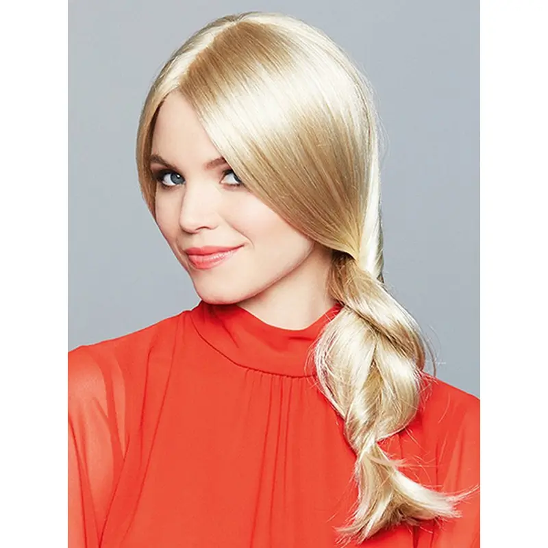 Straight Monofilament Platinum Blonde Synthetic Layered Adult Size Long Wigs