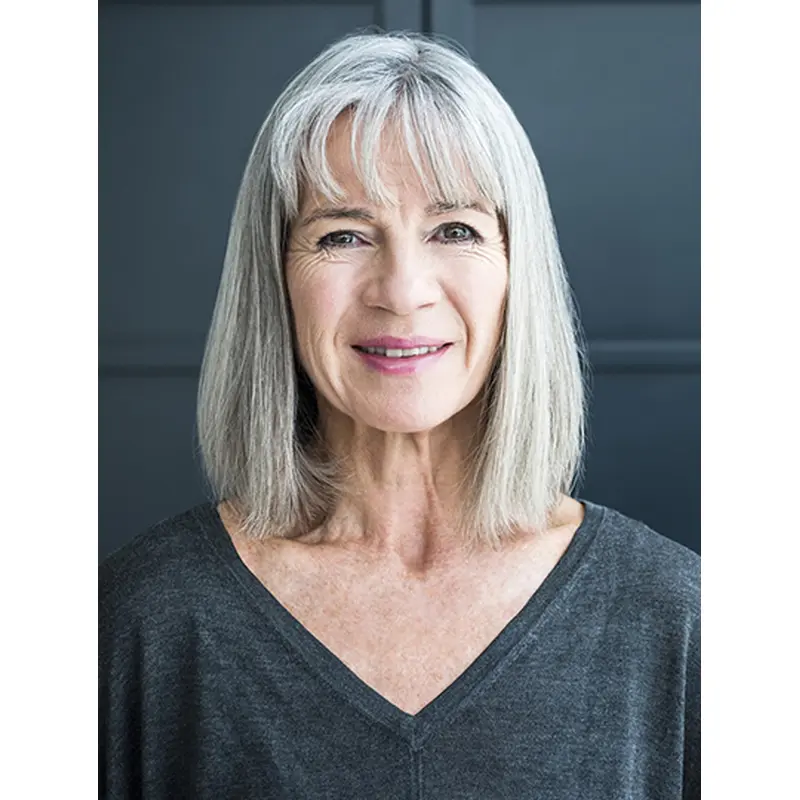 Straight With Bangs 12" Grey Medium Grey Wig