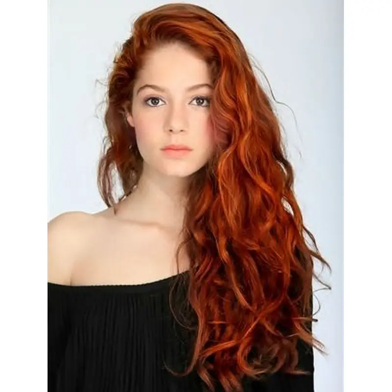 Comfortable Long Wavy Lace Front Copper Wigs 22 Inch