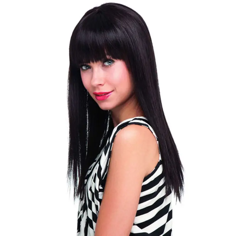Gentle Black Straight Long Human Hair Wigs