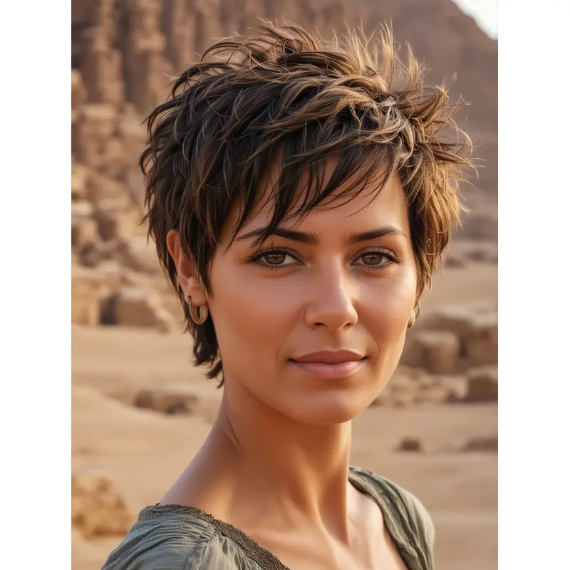 Human Hair Short Wigs 6" Straight Lace Front Brown Boycuts Wigs