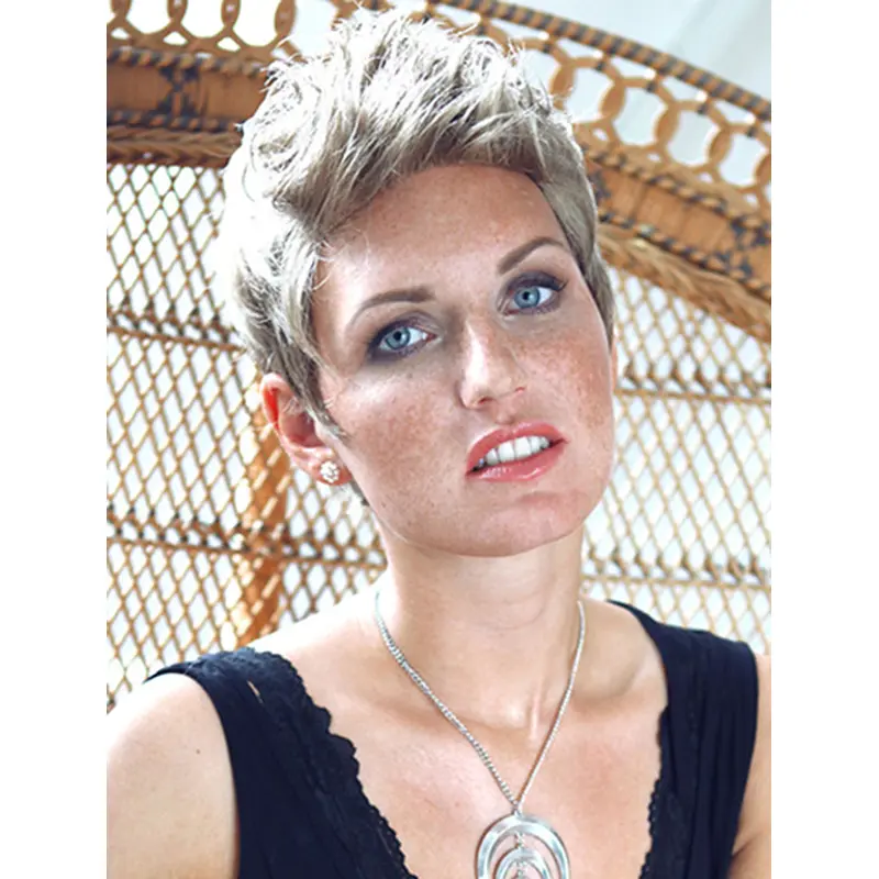 Platinum Blonde Wavy 8" Synthetic Layered Beautiful Monofilament Wigs