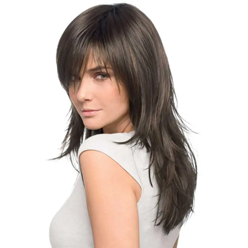 Brown Straight Remy Human Hair Easy Long Wigs