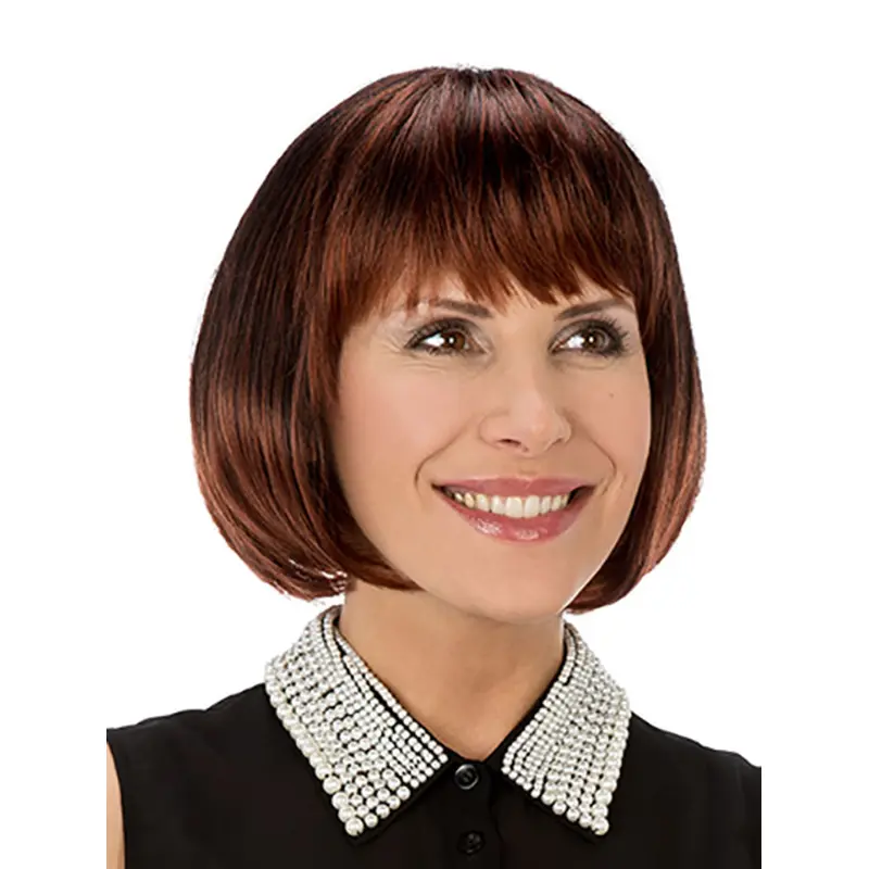 Copper Straight 10" Synthetic Bobs Monofilament Wigs For Women