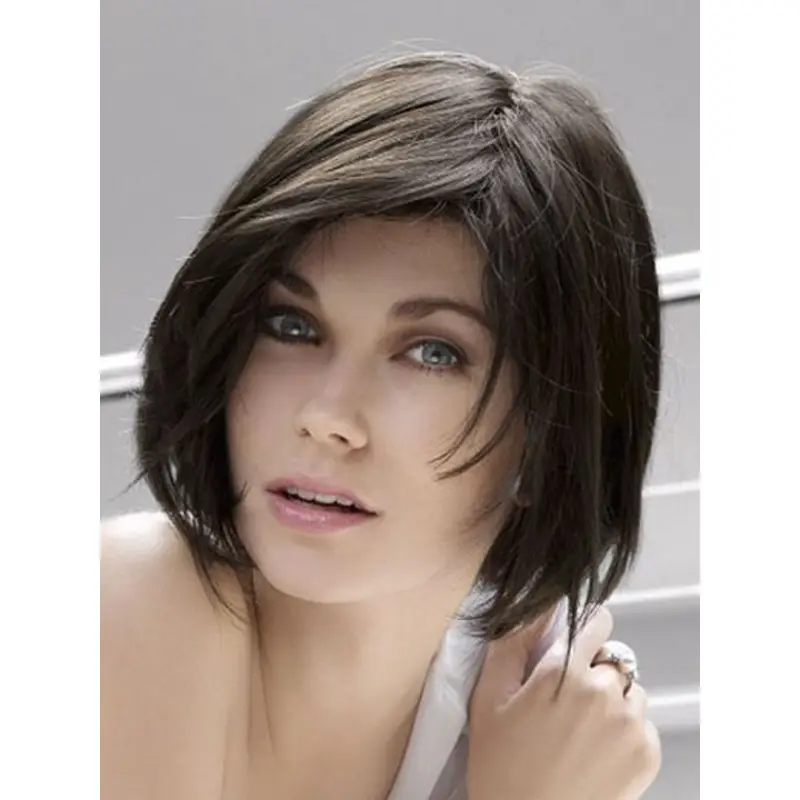 Easeful Black Lace Front Chin Length Celebrity Wigs