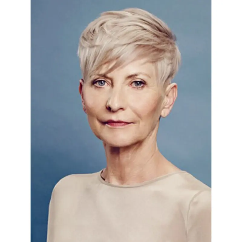 Platinum Blonde Short Haircut For Older Women