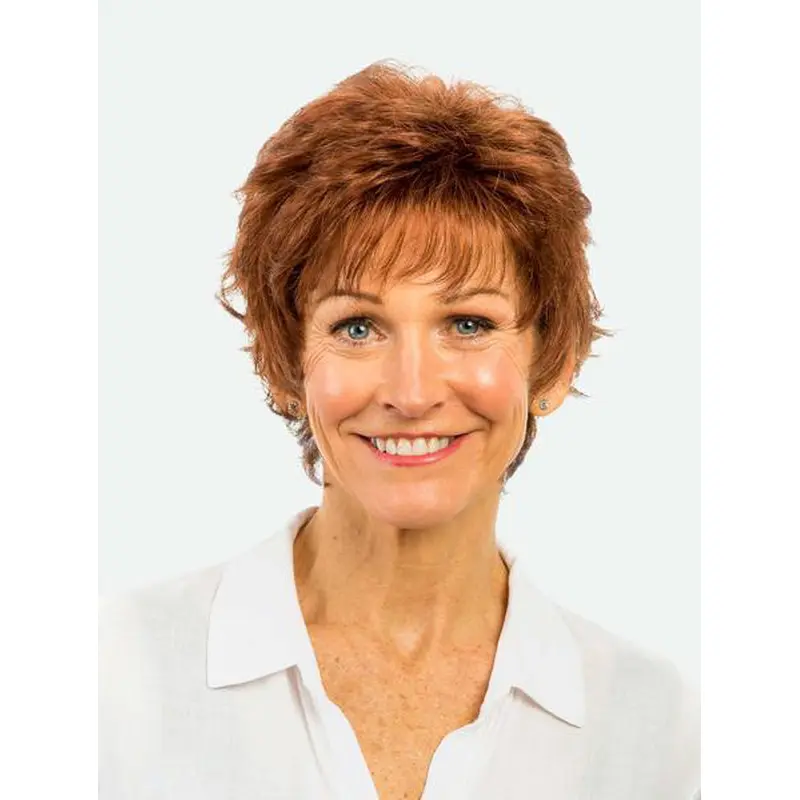 Short Monofilament Boycuts Copper 8" Straight Synthetic Wig