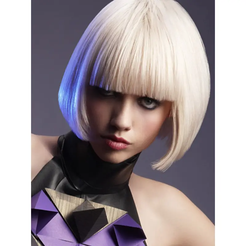 Young Fashion Classic Bobs Platinum Blonde Chin Length Capless Wigs