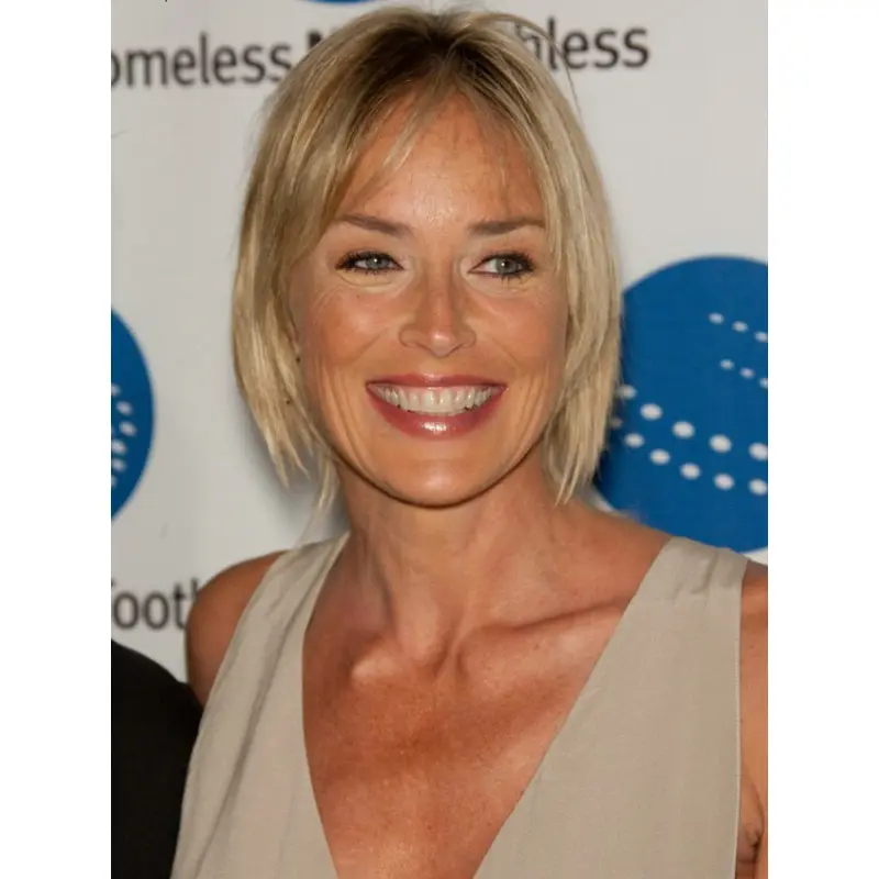 Chin Length Straight Full Lace Platinum Blonde 10" Grey Wigs