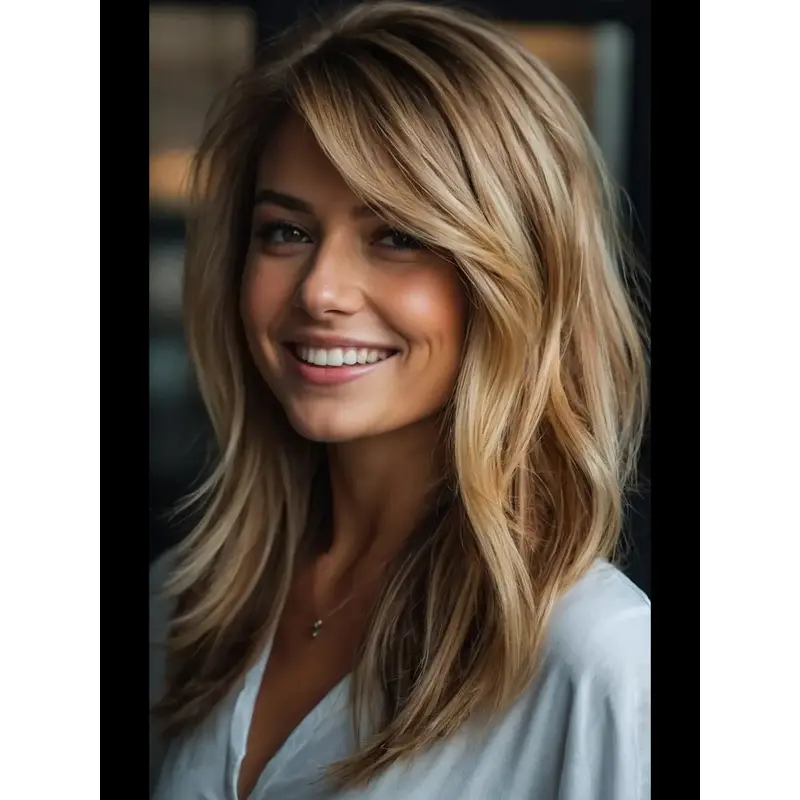 Long Blonde Wig Straight Synthetic Layered Lace Front 16" Wigs