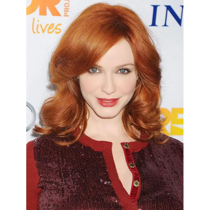 New Shoulder Length Wavy Hand Tied Copper Wigs 16 Inch