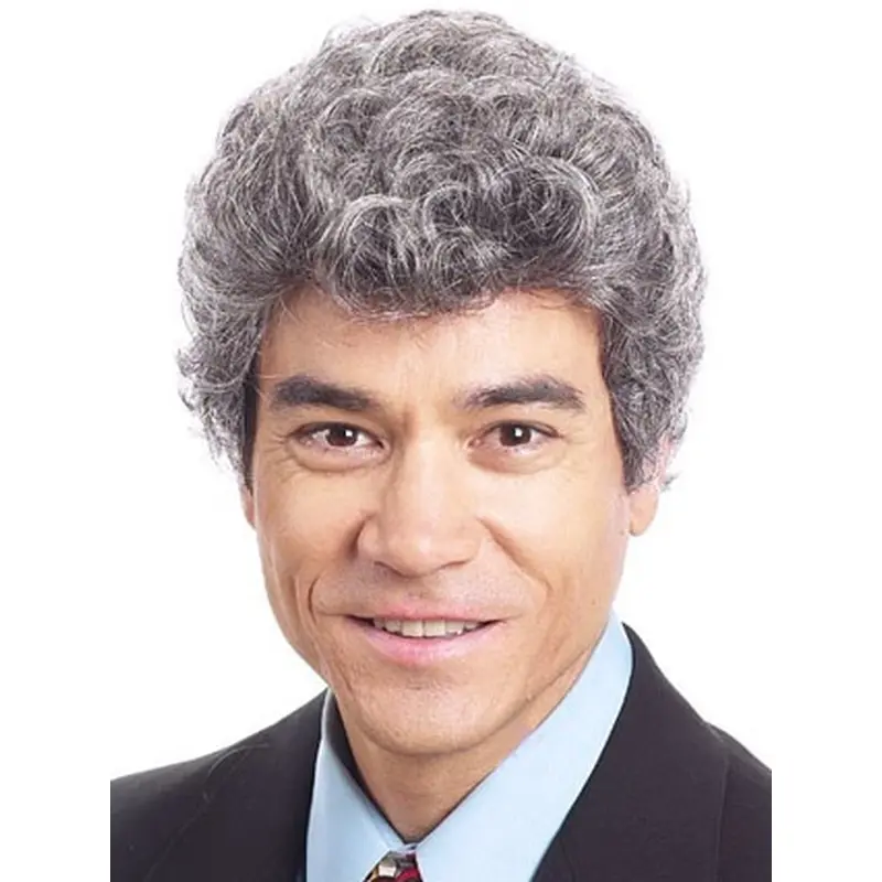 Refined White Curly Short Men Wigs