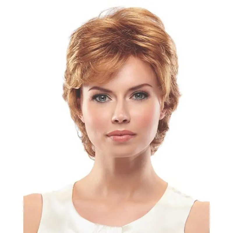 Sleek Auburn Layered Wavy Short Wigs
