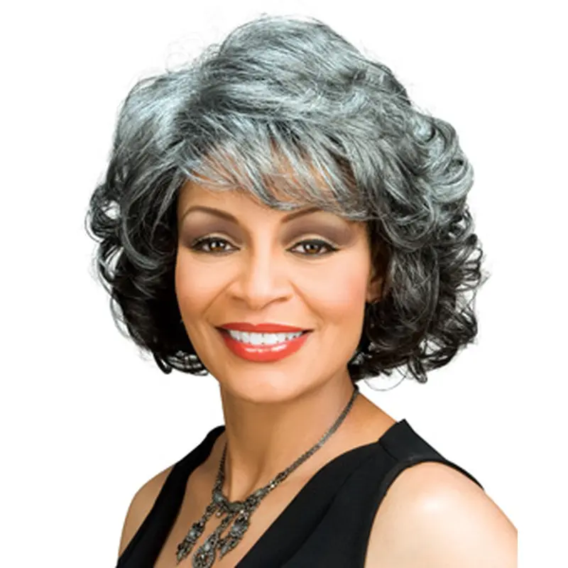 Unique Wavy Chin Length Synthetic Grey Wigs