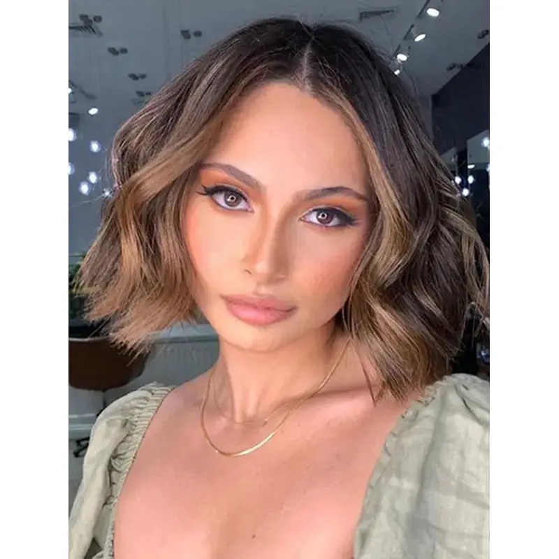 Wavy Brown Bobs 10" Affordable Lace Front Wigs