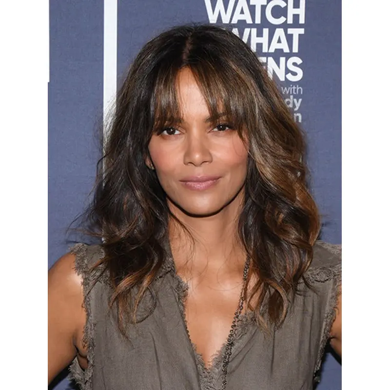 Wavy Ombre/2 Tone Capless Long With Bangs Halle Berry Wigs