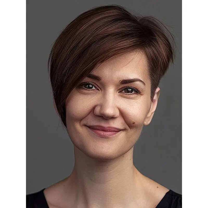 Wigs Short Hair Straight Brown Remy Human Hair 6" Boycuts Wigs