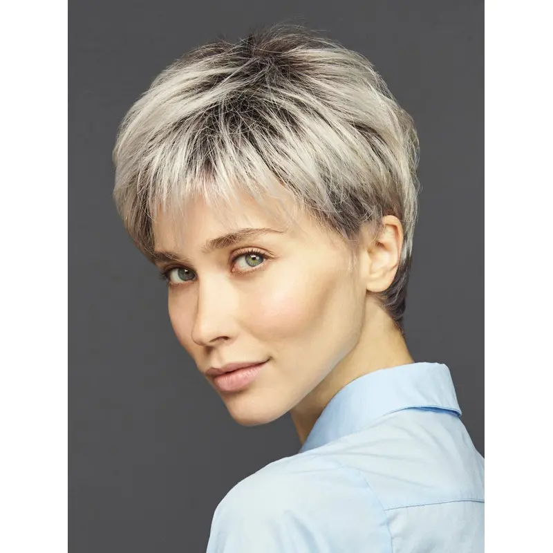 Boycuts Synthetic Stylish Blonde Capless Straight Short Wigs