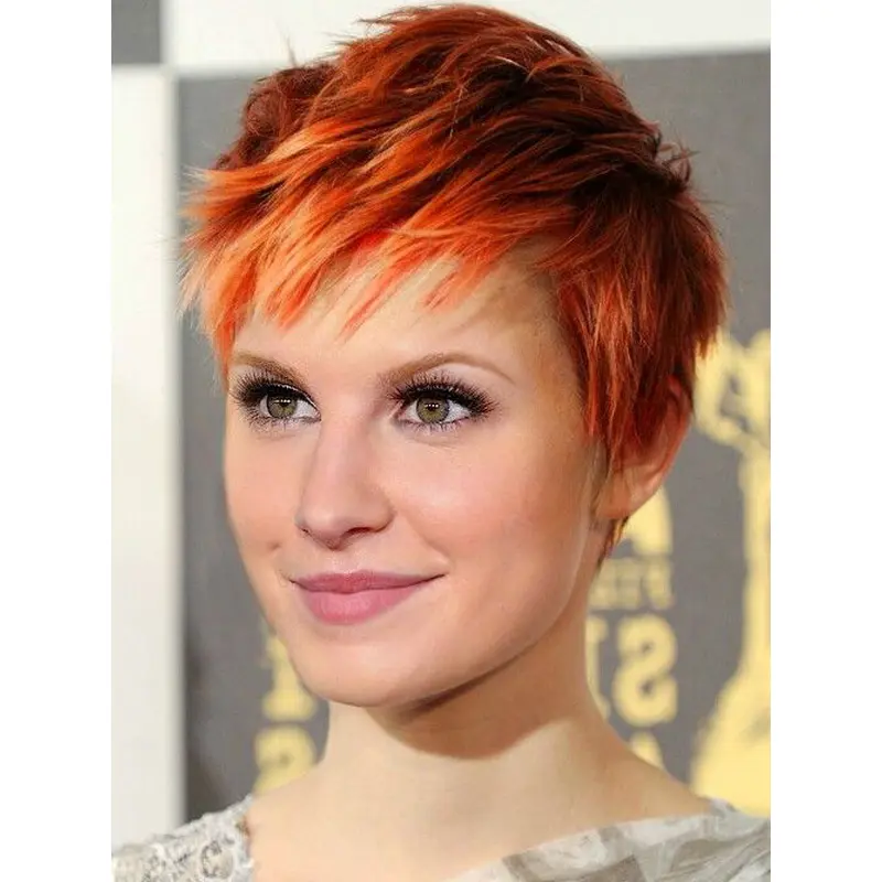 Classic Short Straight Lace Front Copper Wigs 8 Inch