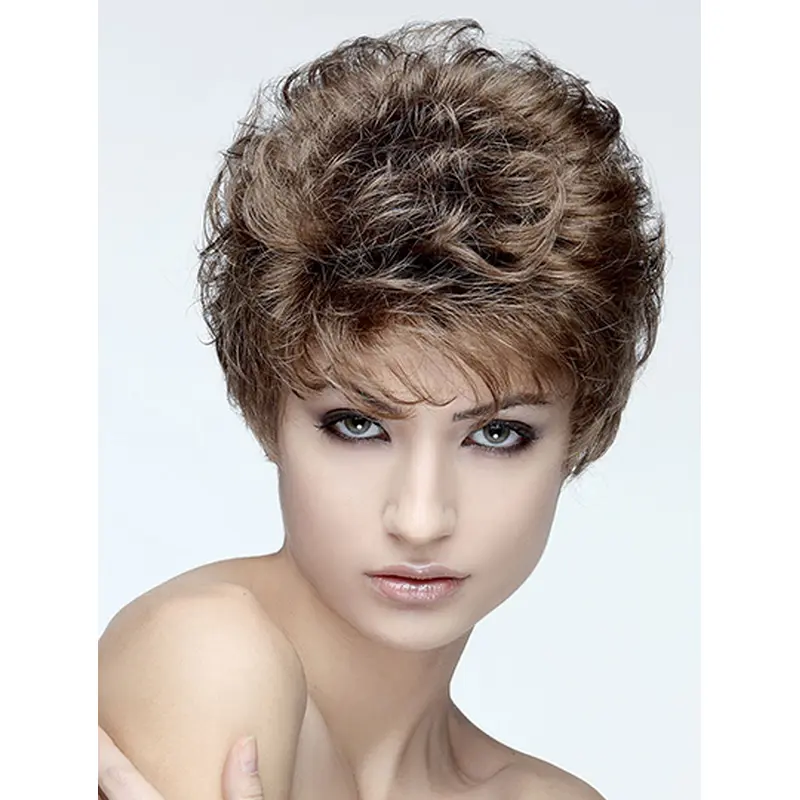 Curly Capless Brown Synthetic 8" Classic Short Hair Wig