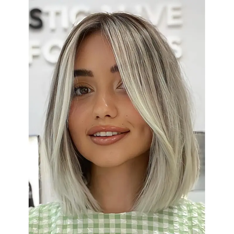 Synthetic Bobs Straight Blonde Party Wigs