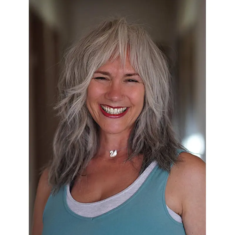 Wavy With Bangs 14" Grey Medium Length Hair Wig