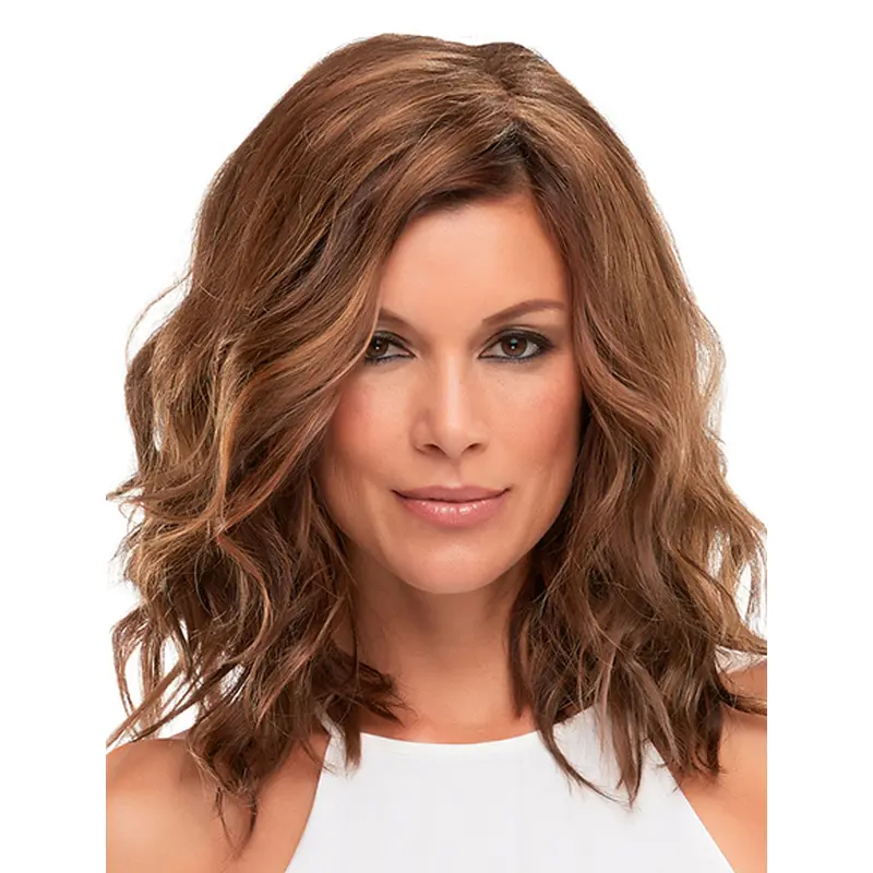 Without Bangs Wavy Monofilament Auburn 13" Cancer Wigs
