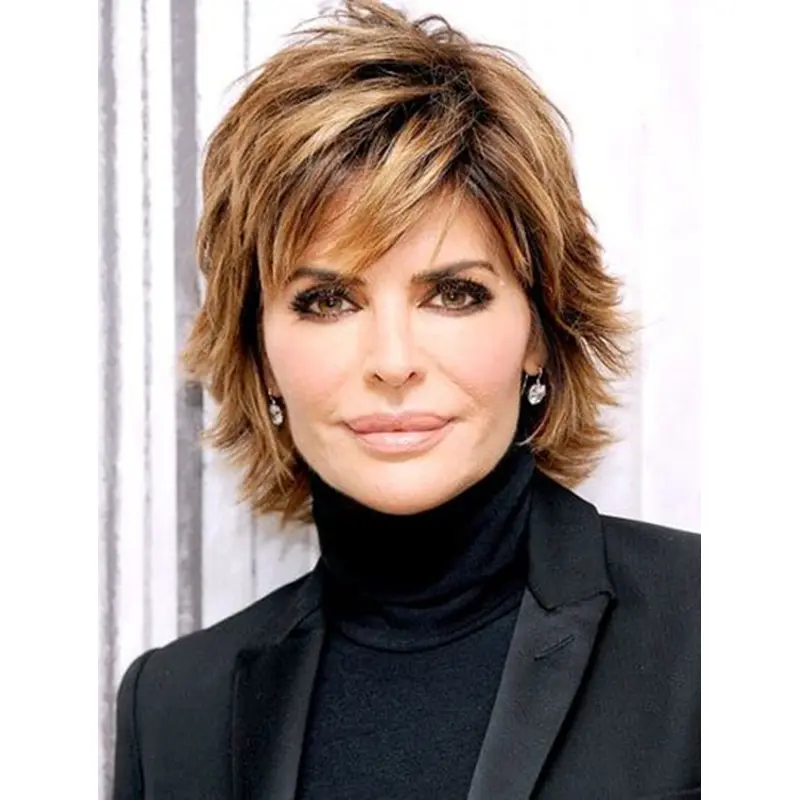 10" Capless Chin Length Synthetic Straight Lisa Rinna Wigs