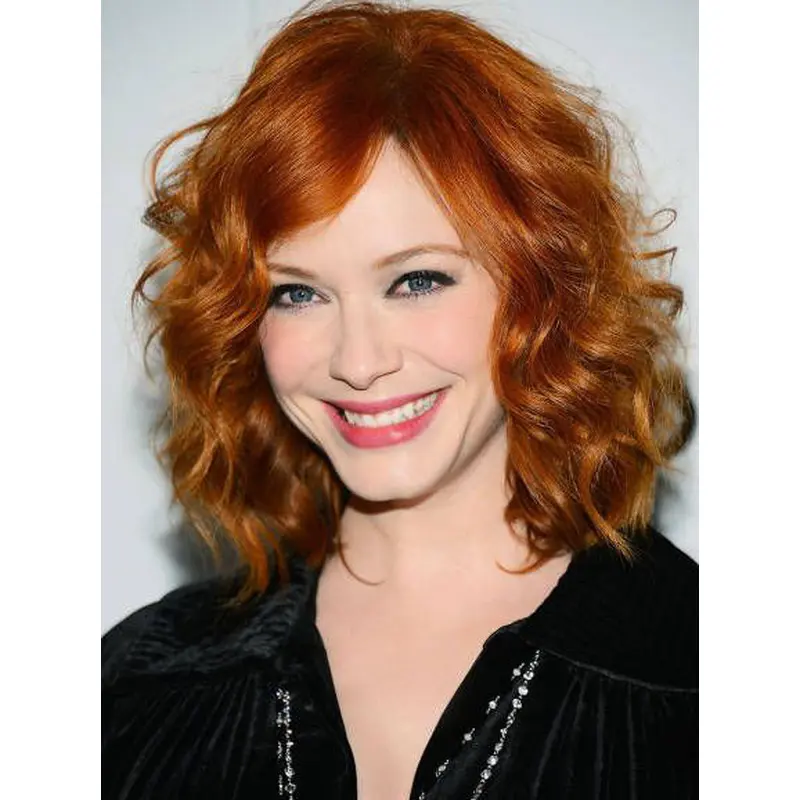 Comfortable Chin Length Wavy Lace Front Copper Wigs 14 Inch